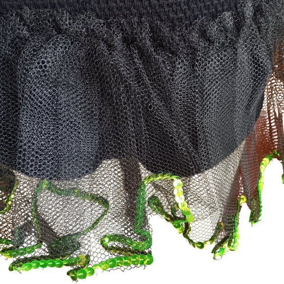 Medium Vintage 70's Halter Sequin Tutu Dress With Pink Bow & Green Ruffle Trim - Picture 7 of 7